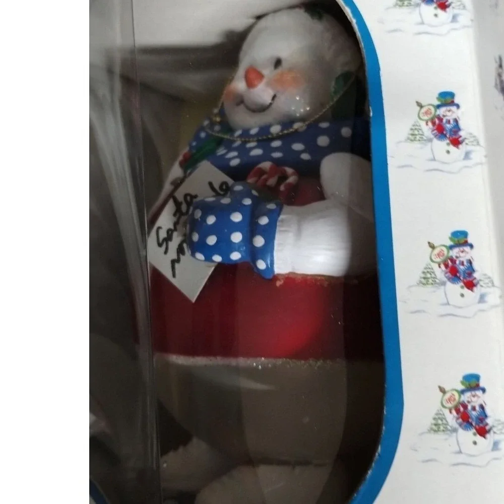Santa's Best North Pole Snowmen Ornament Skating‎ Snowman Red Blue 1998 NIB
